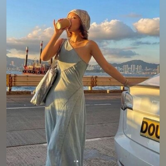 Zara asymmetric denim dress - Picture 4 of 16